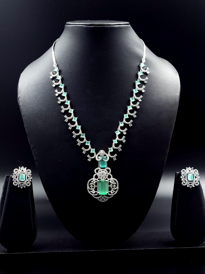 Emerald Diamond Pendent set with Earrings