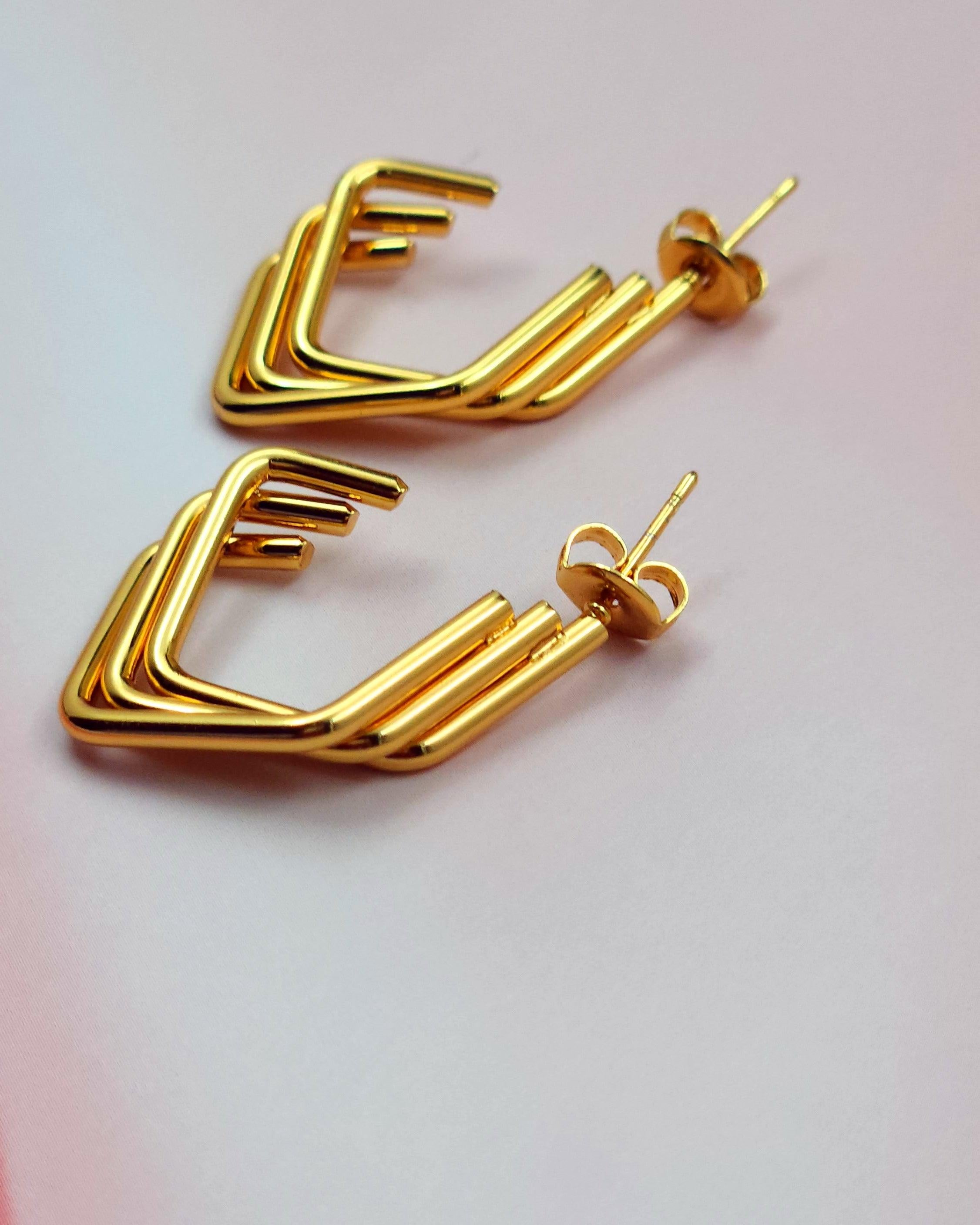 Elegance Hoops Gold Earrings