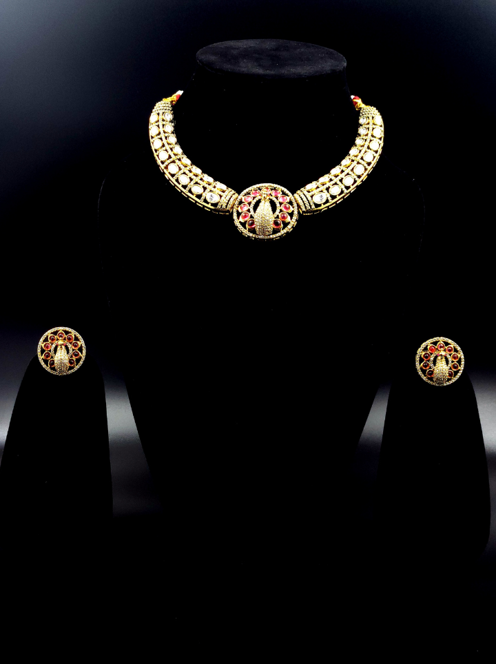 Moissanite peacock Chokar