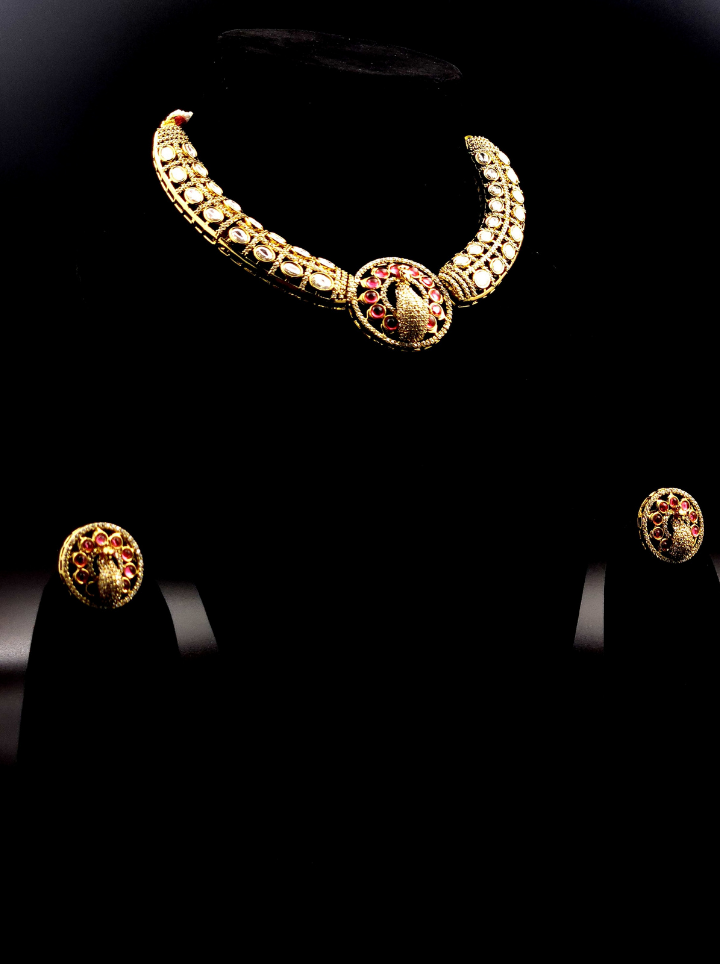 Moissanite peacock Chokar
