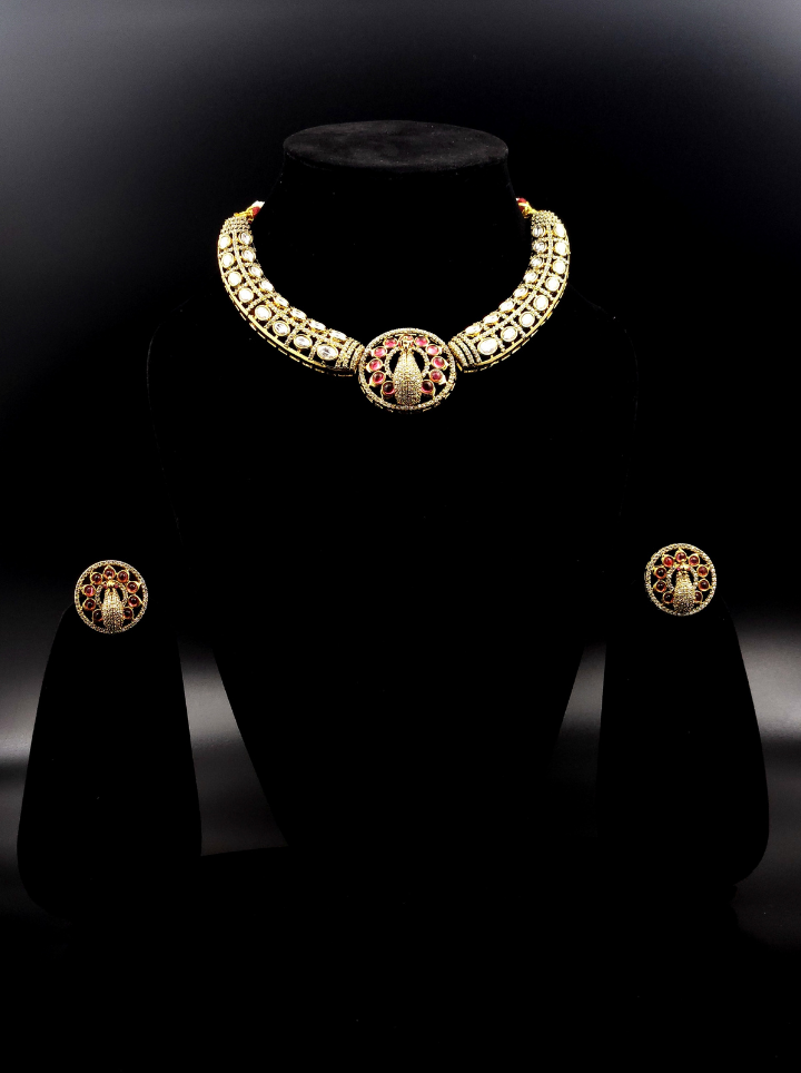 Moissanite peacock Chokar