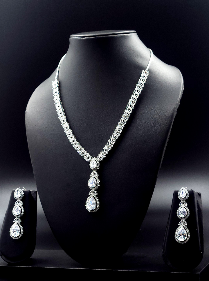American Diamond Drop Pendent Set