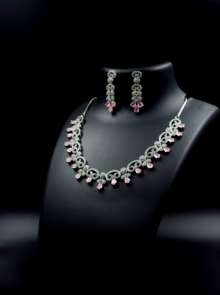 Pink Diamond Necklace Set