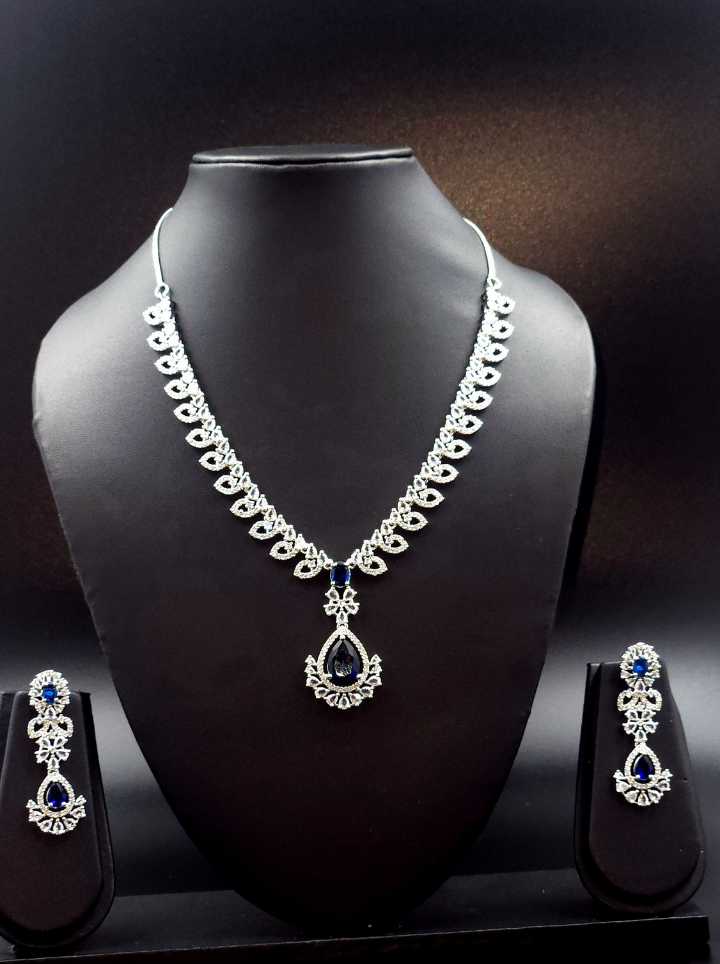 American Diamond Drop Pendent Set