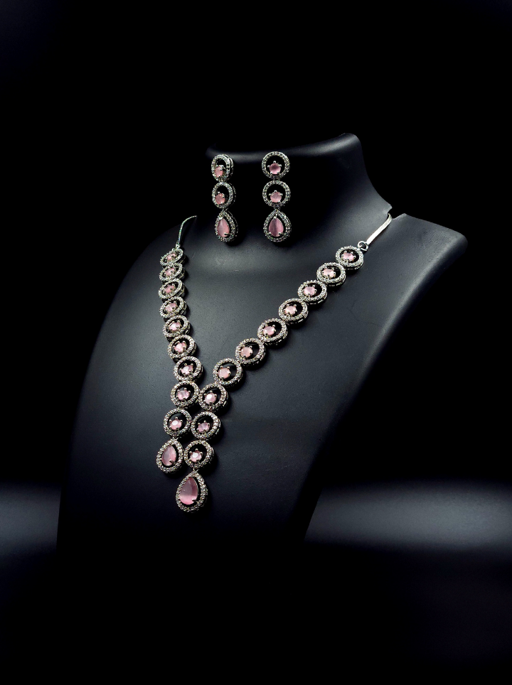 Pink Diamond Necklace Set