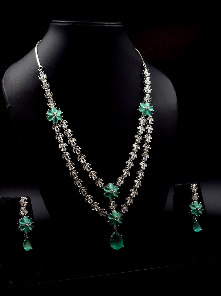 Two Layered Emerald necklace set