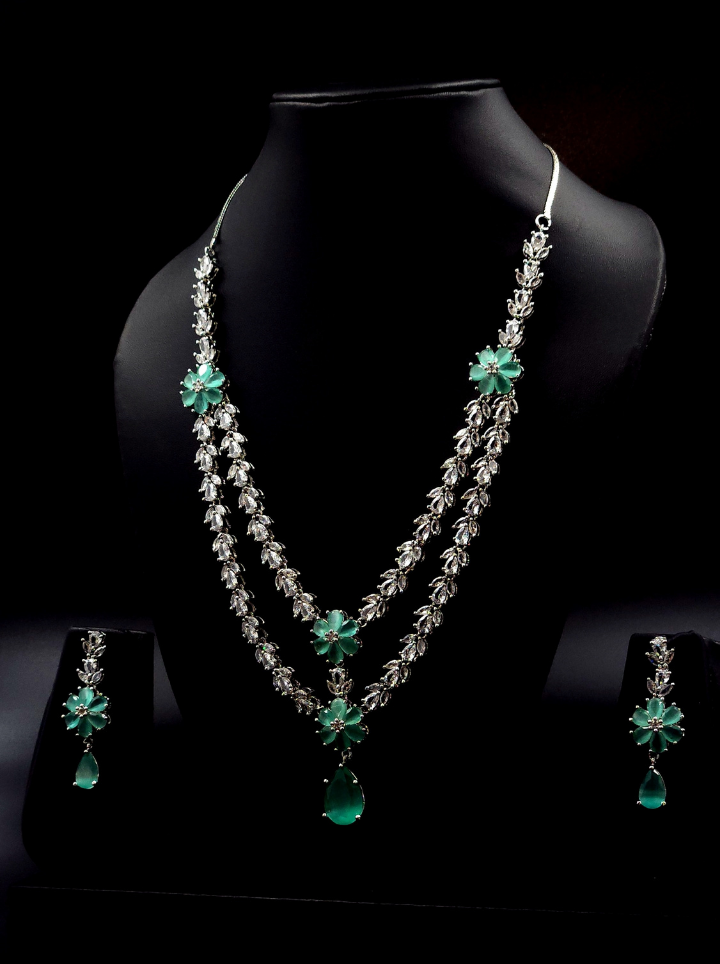 Two Layered Emerald necklace set