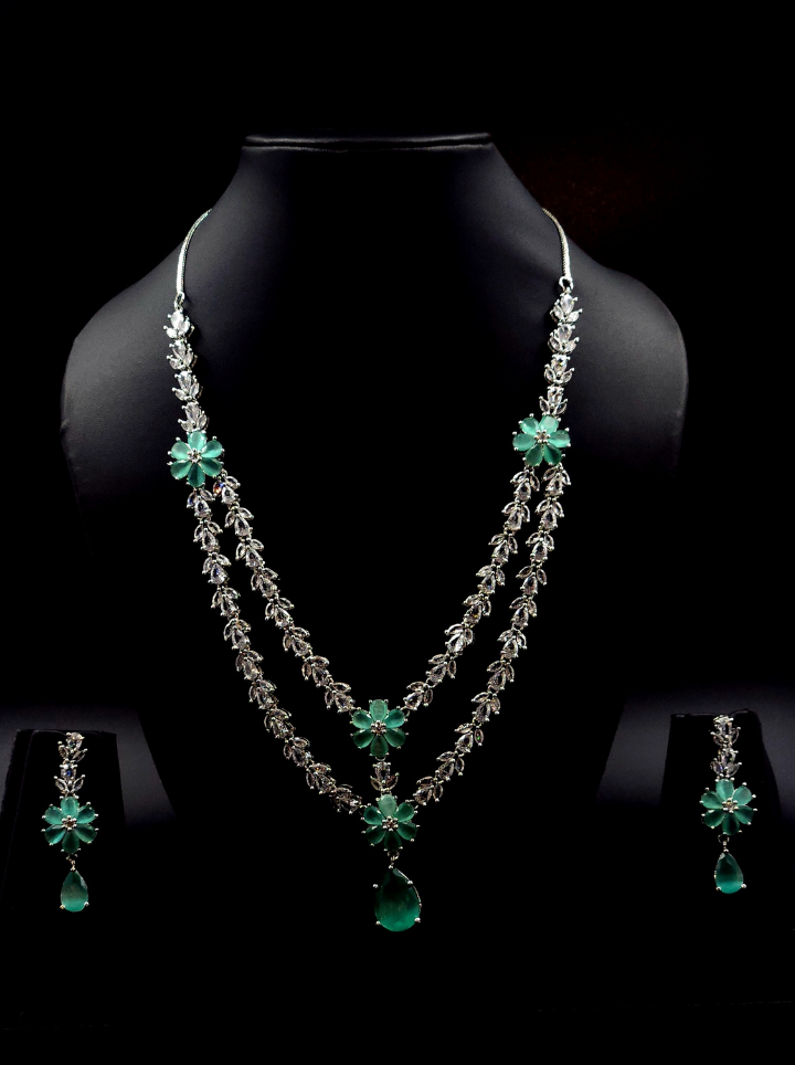 Two Layered Emerald necklace set