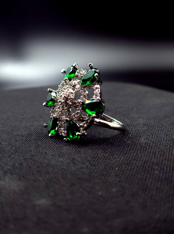 Emerald Diamand Adjustable  Ring