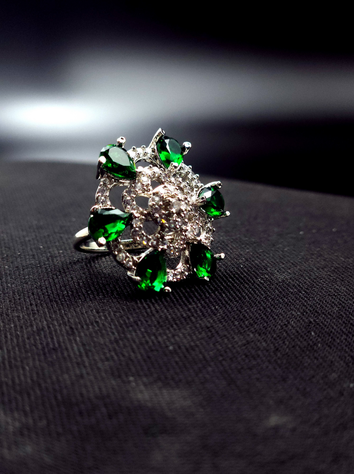 Emerald Diamand Adjustable  Ring
