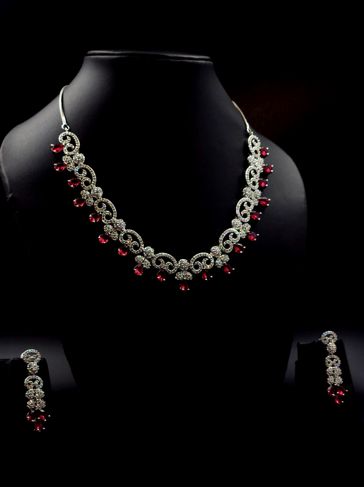Ruby Diamond Party Ware Necklace Set