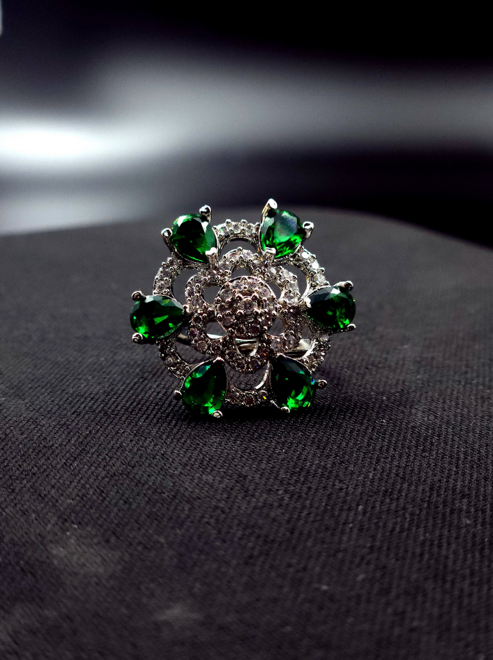 Emerald Diamand Adjustable  Ring