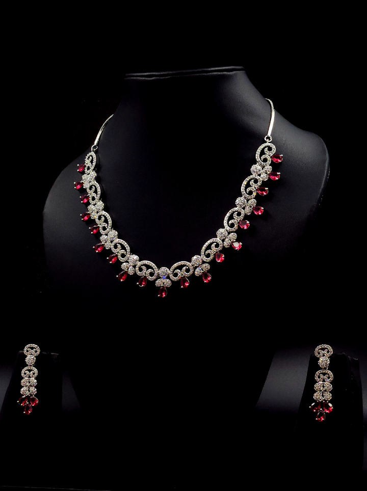 Ruby Diamond Party Ware Necklace Set