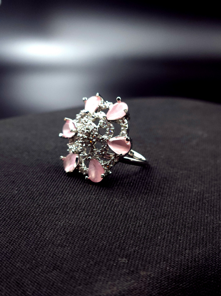 Pink Dimond Adjustable  Ring