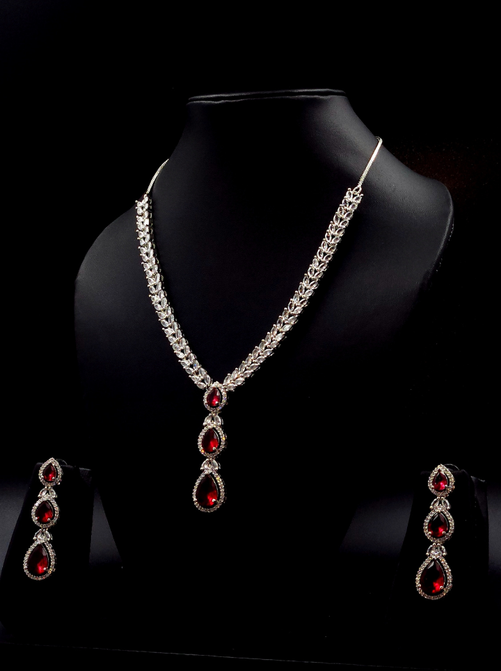 Trendy Ruby Diamond Nacklace Set