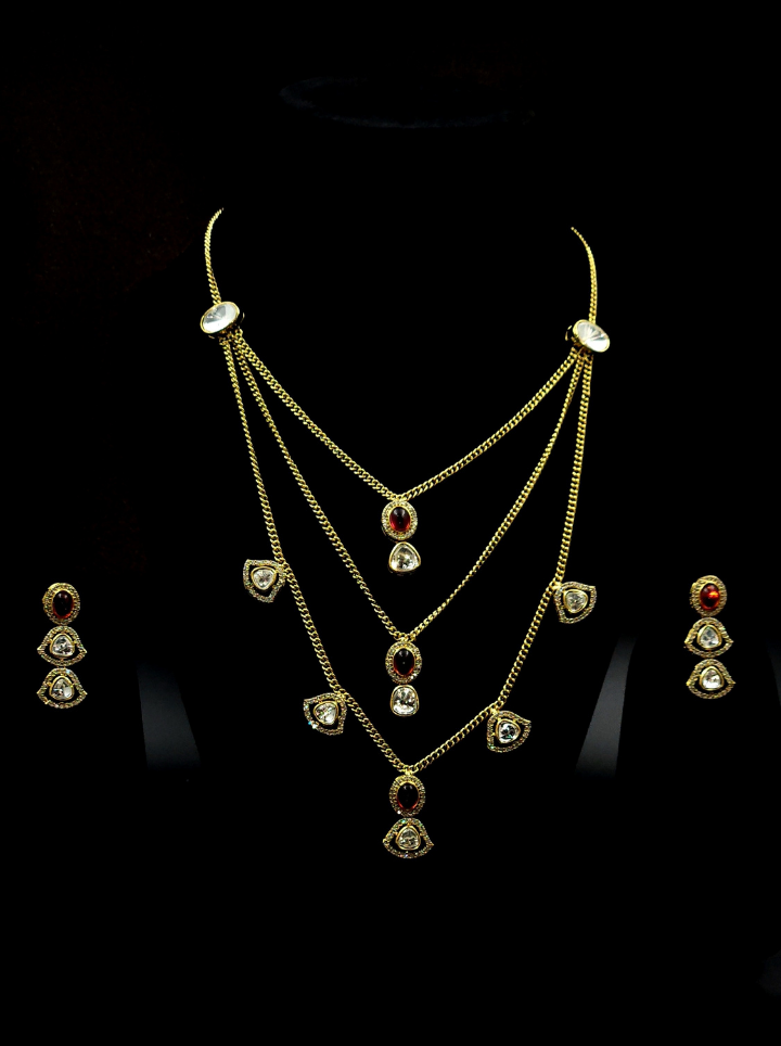3 Layer chain pendent moissanite Neckpiece