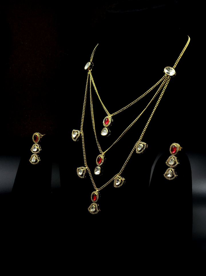 3 Layer chain pendent moissanite Neckpiece