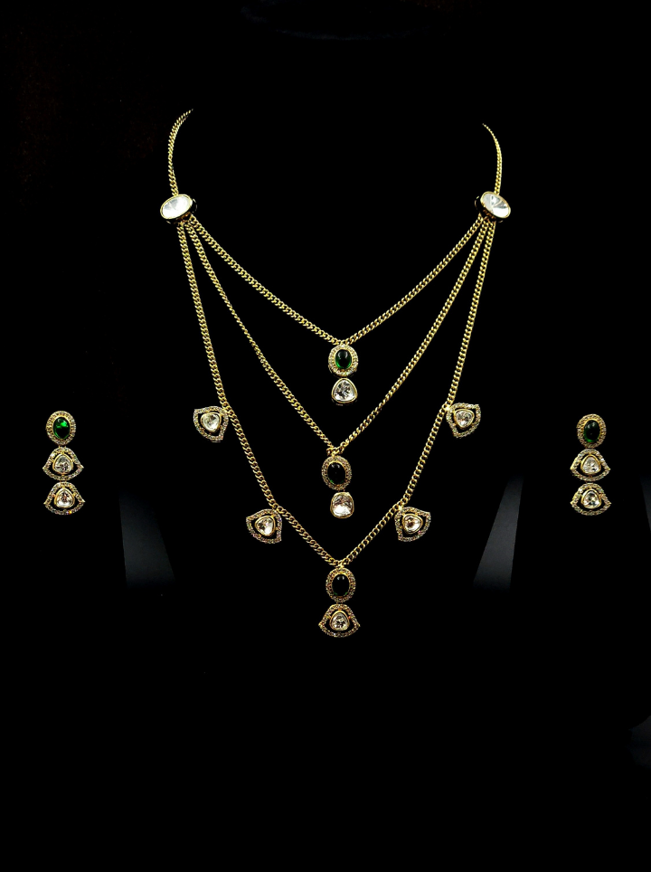 3 Layer chain pendent moissanite Neckpiece