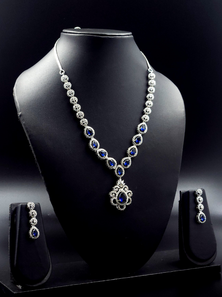 American Diamond Drop Pendent Set