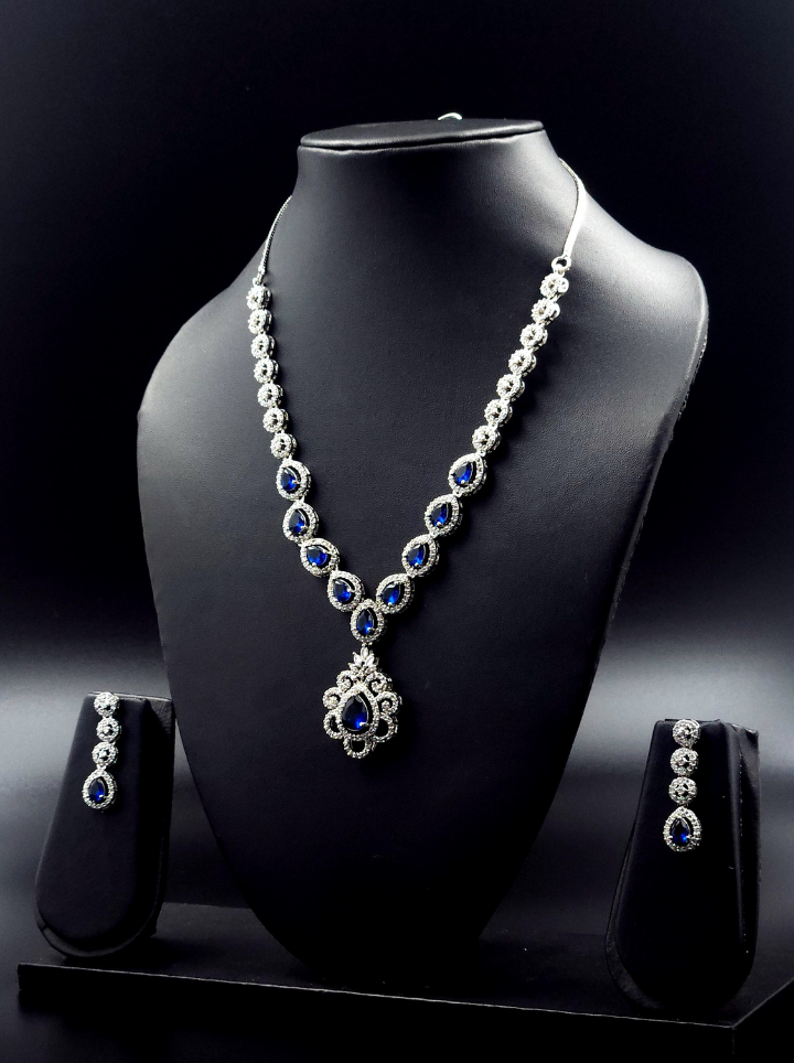 American Diamond Drop Pendent Set
