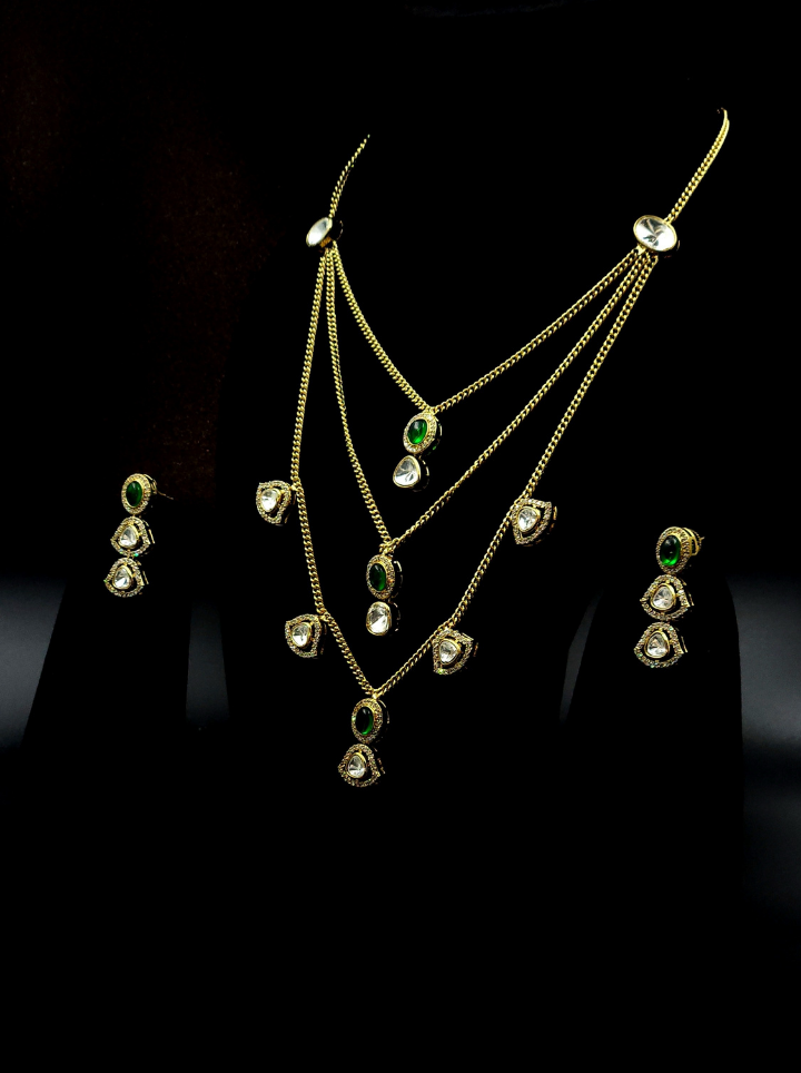 3 Layer chain pendent moissanite Neckpiece