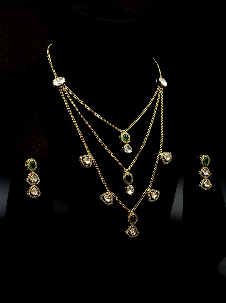 3 Layer chain pendent moissanite Neckpiece