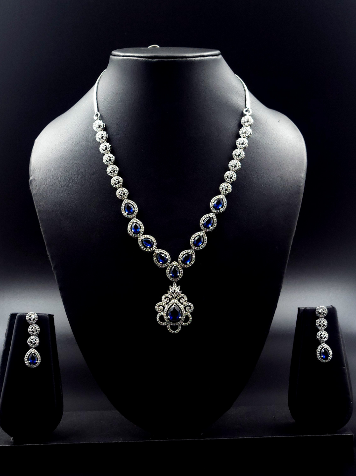 American Diamond Drop Pendent Set