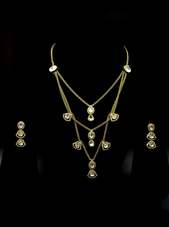 3 Layer chain pendent moissanite Neckpiece