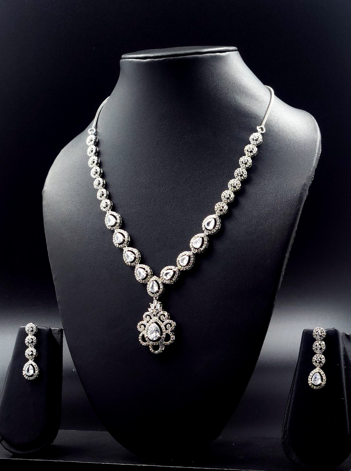 American Diamond Drop Pendent Set