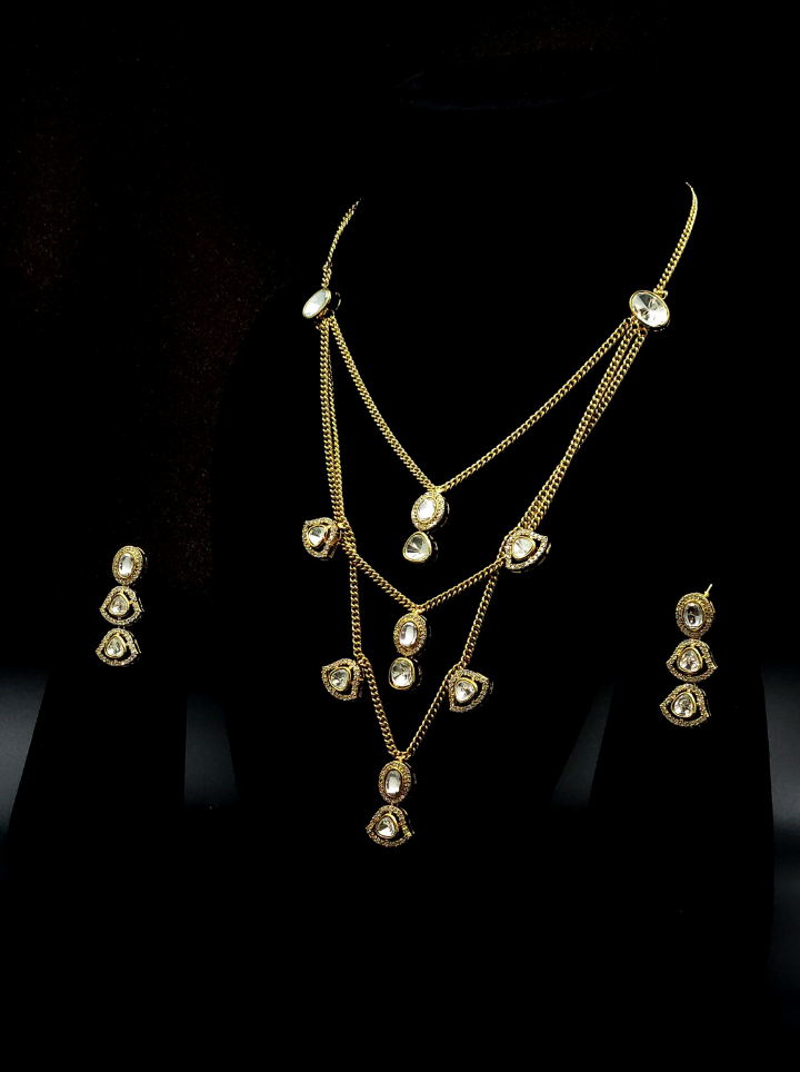 3 Layer chain pendent moissanite Neckpiece