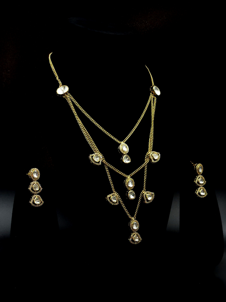 3 Layer chain pendent moissanite Neckpiece