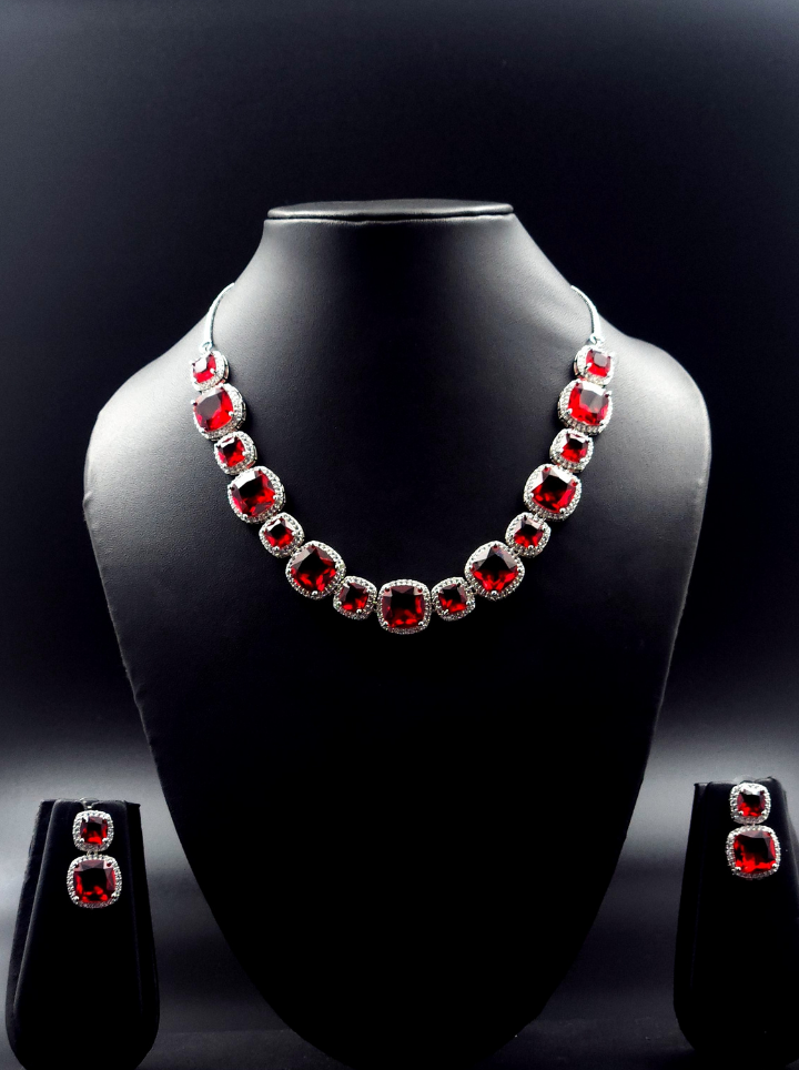 Large stone ruby necklace set