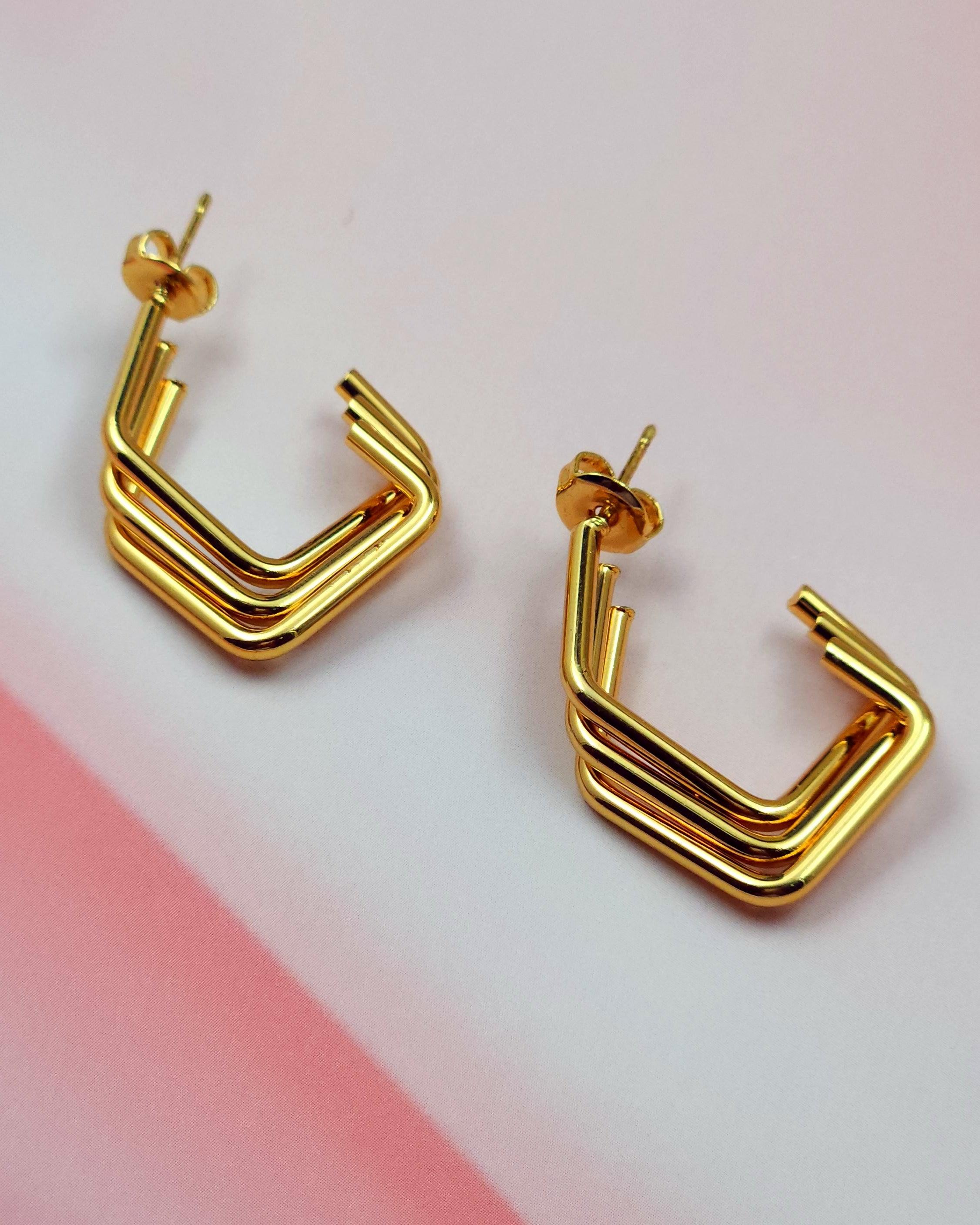 Elegance Hoops Gold Earrings