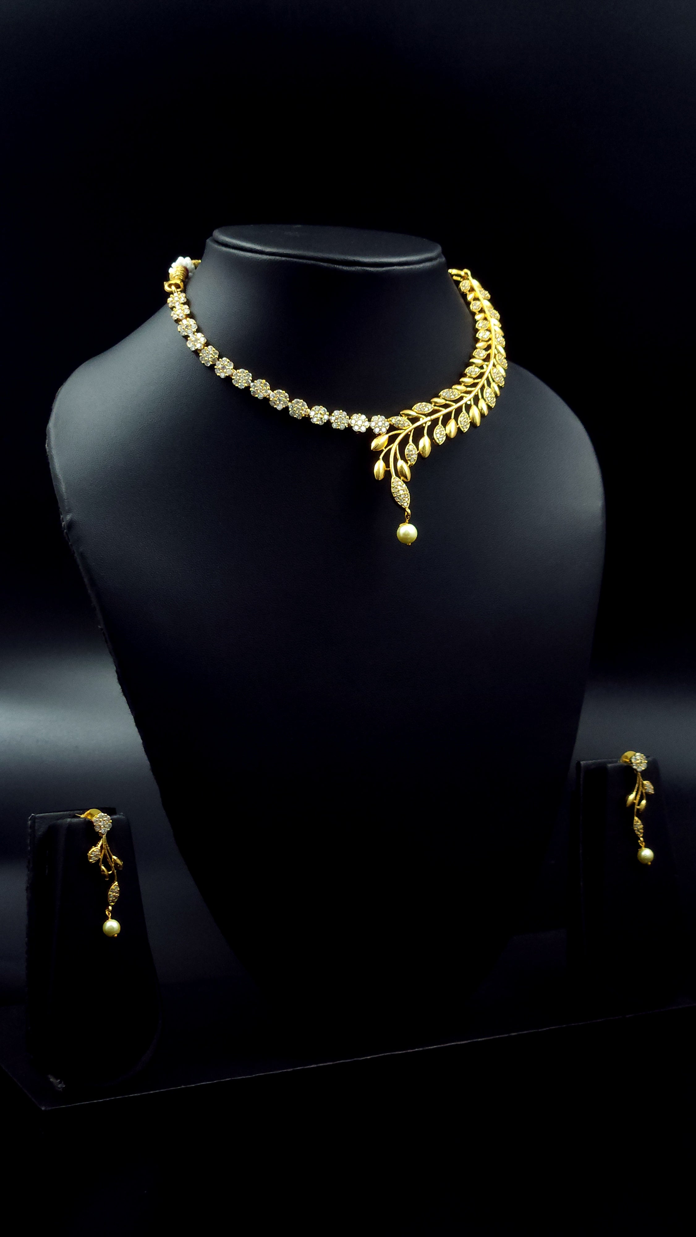 Leaf style AD Necklace