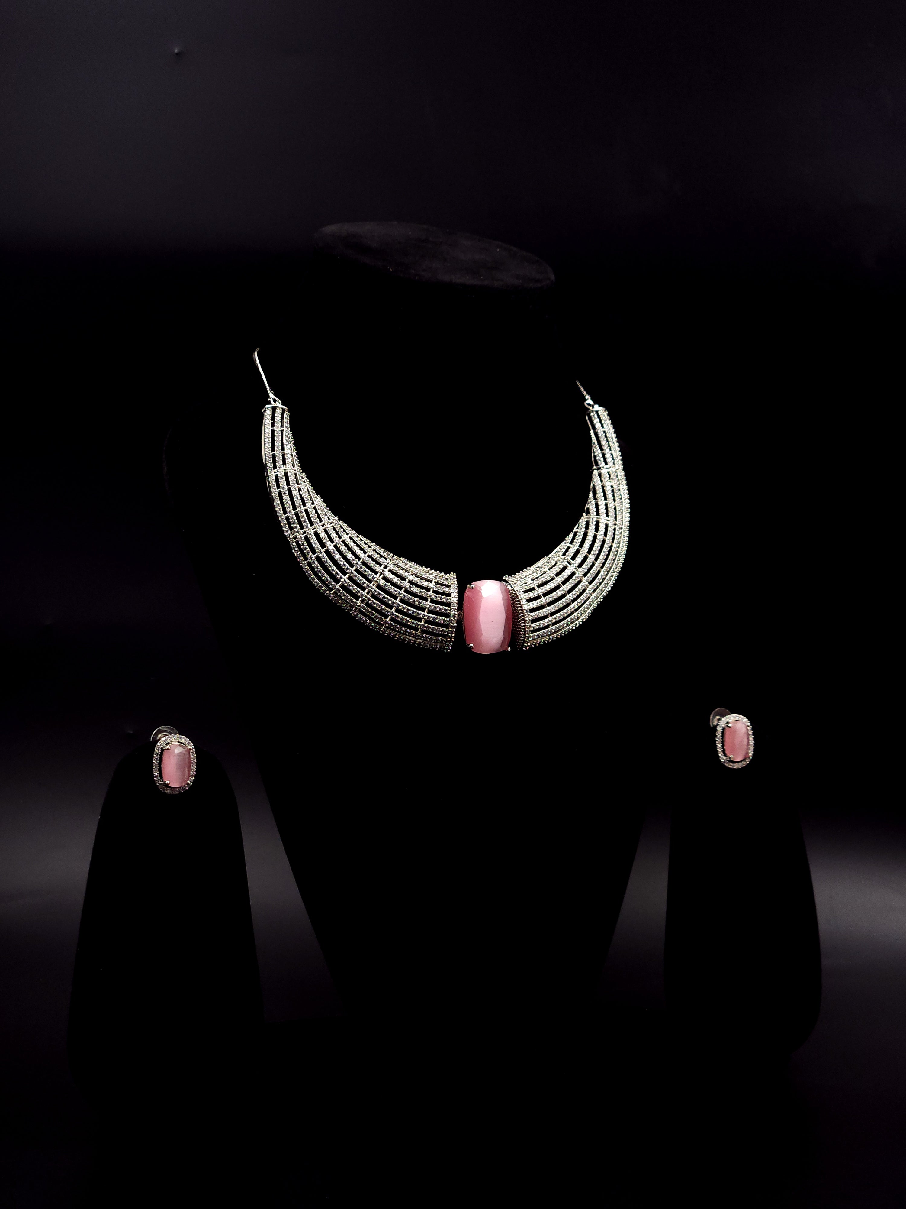 Elegant AD Hasli Neckpiece - Pink