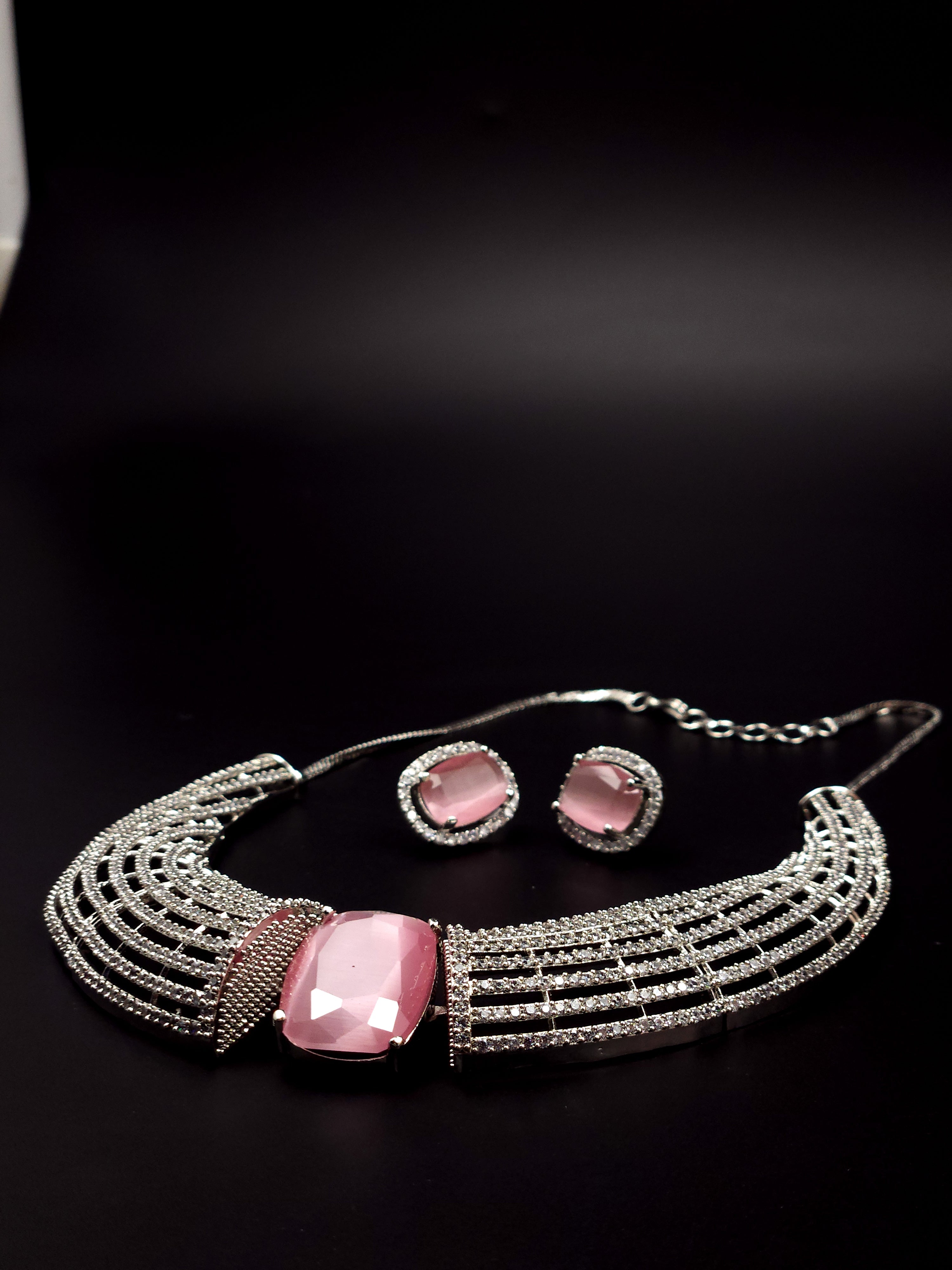 Elegant AD Hasli Neckpiece - Pink