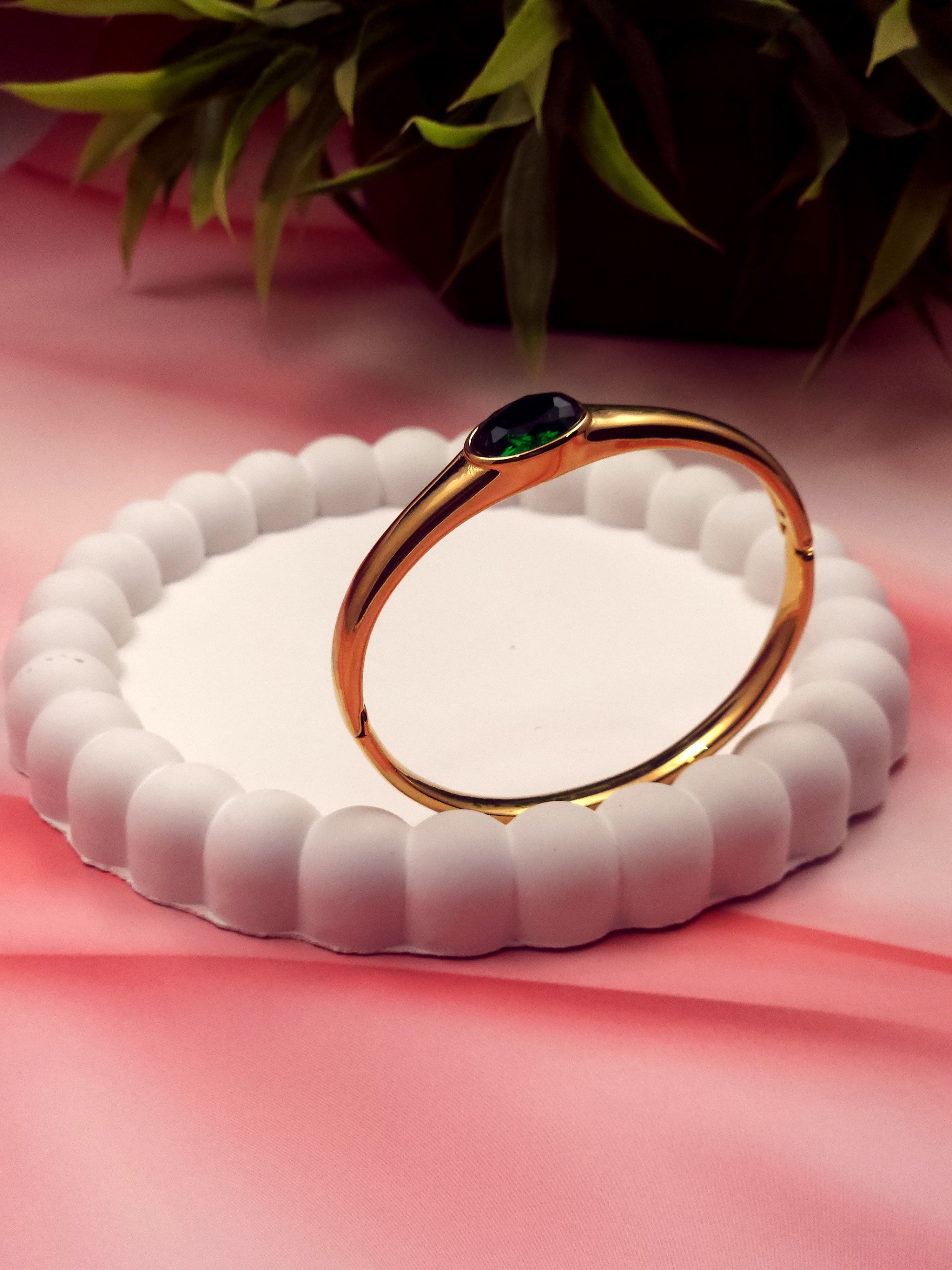 Mystic Hamsa Bracelet - Green Stone