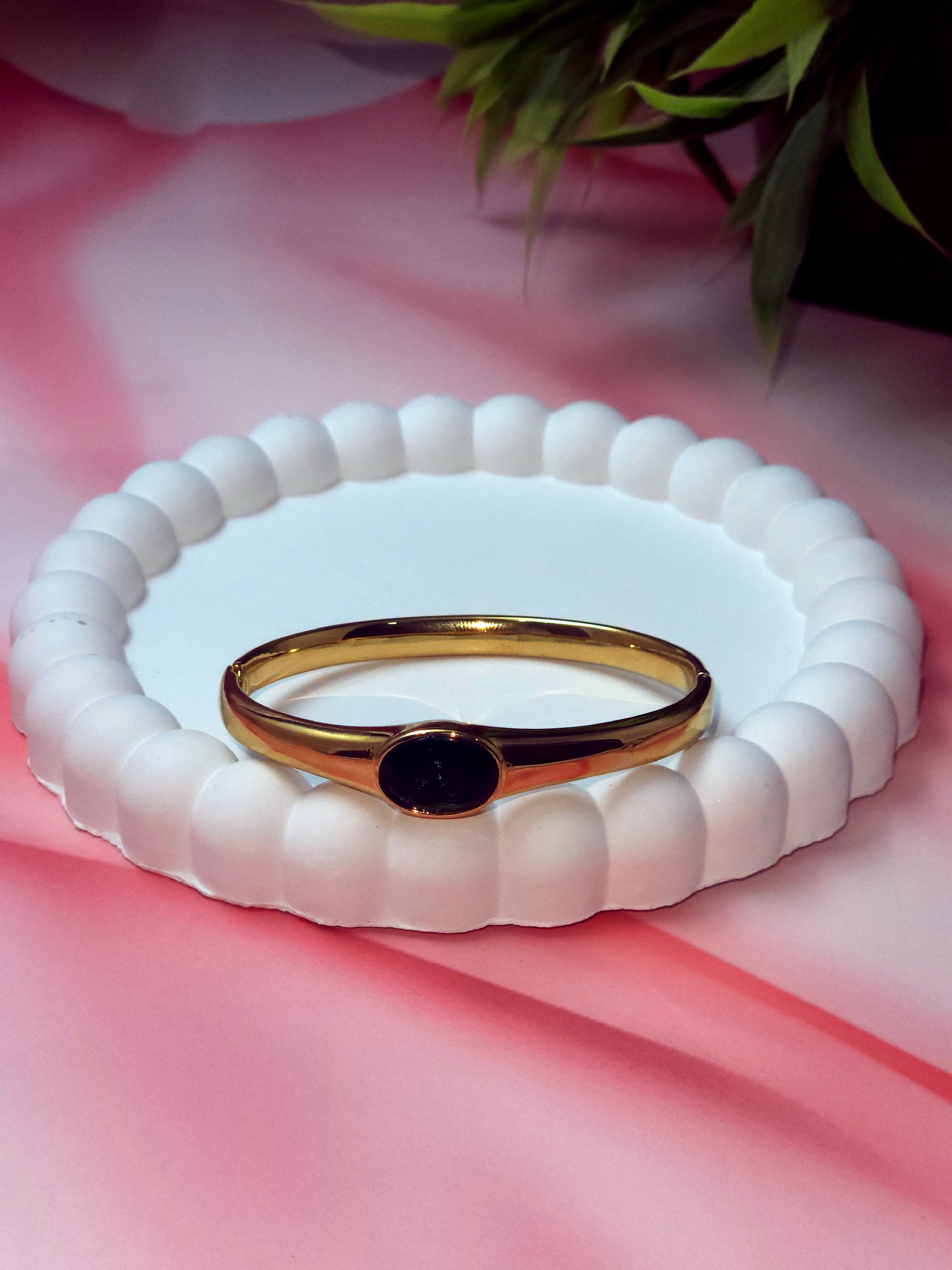 Mystic Hamsa Bracelet - Green Stone