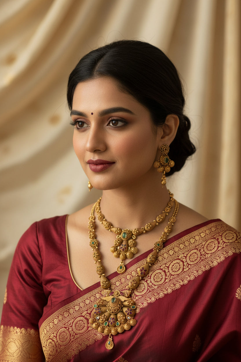 Meenakari Golden Premium Rajwadi Combo Set