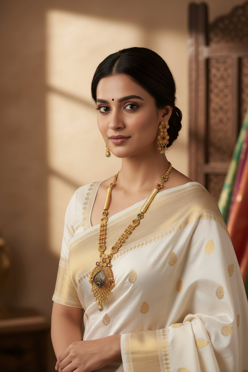 Golden Premium Rajwadi Neckpiece