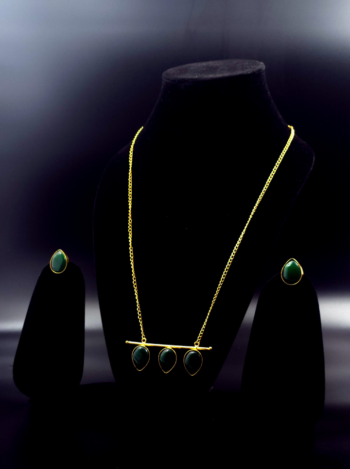 3 Stone Pendant Set with Stud