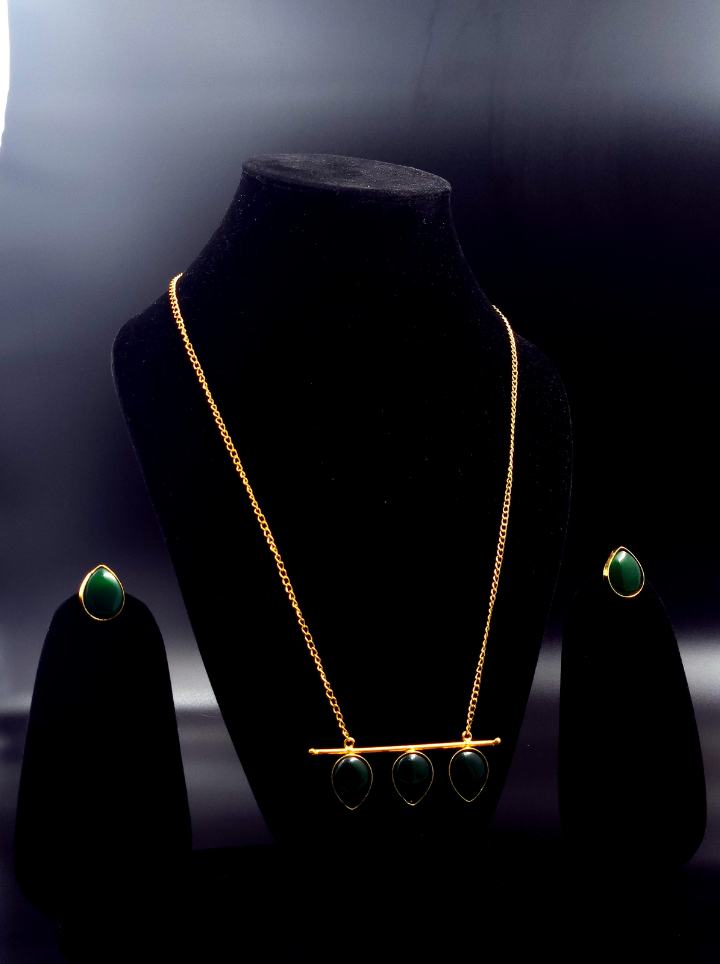 3 Stone Pendant Set with Stud