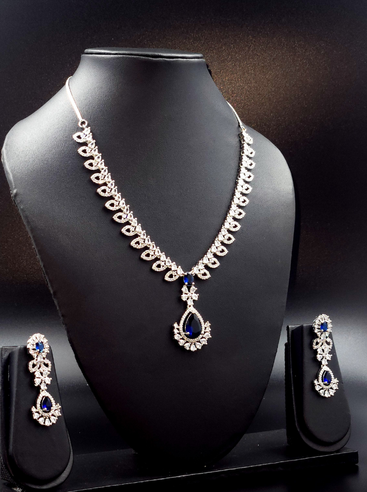 American Diamond Drop Pendent Set