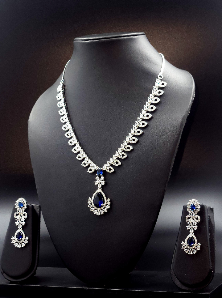 American Diamond Drop Pendent Set