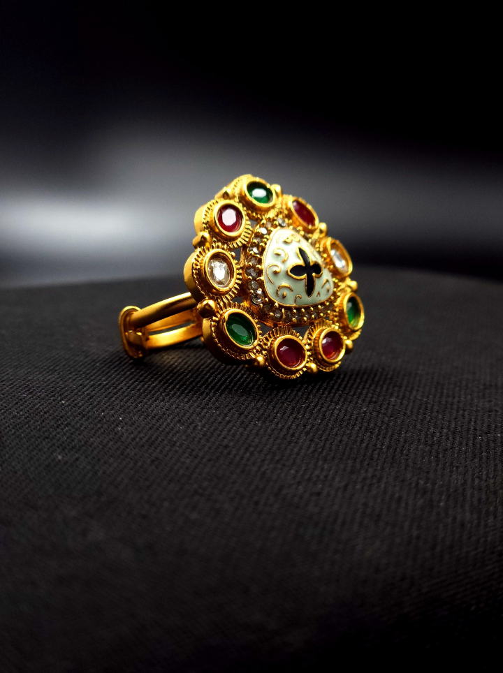 Antique Multi Color Adjustable Ring