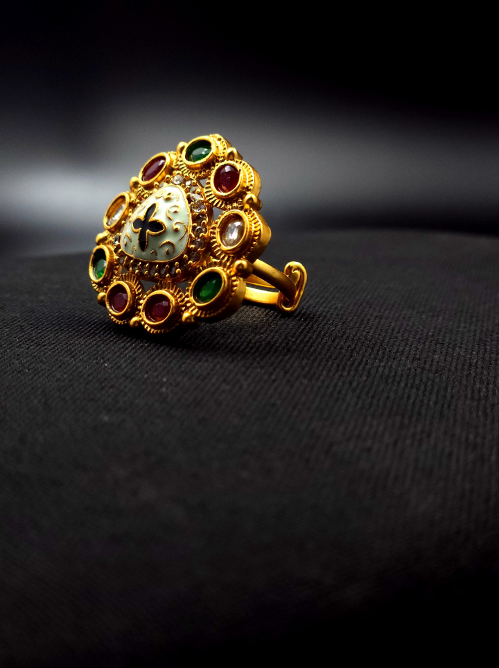 Antique Multi Color Adjustable Ring