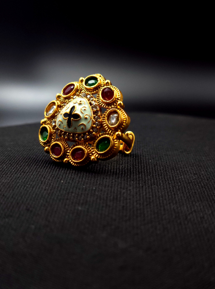 Antique Multi Color Adjustable Ring
