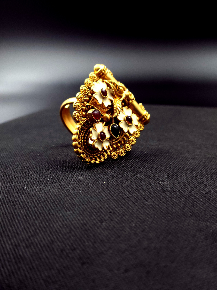 Antique Multi Color Triangle Adjustable Ring