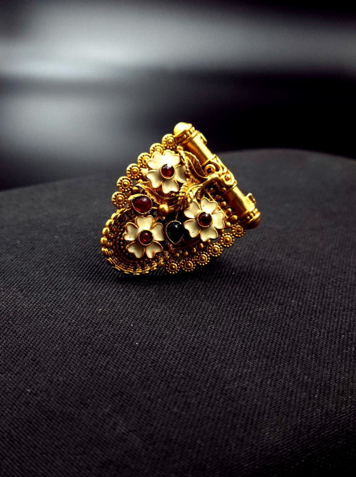Antique Multi Color Triangle Adjustable Ring