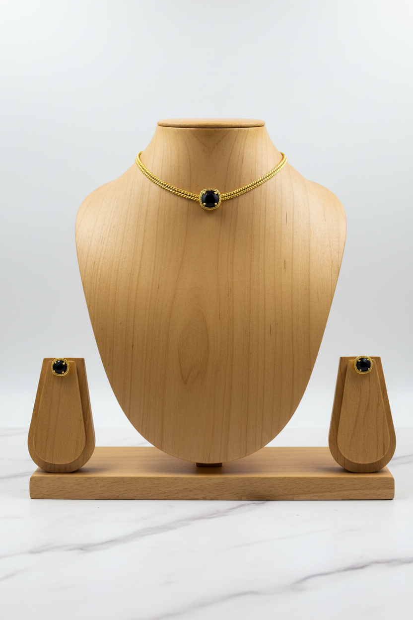 Delight Choker with Stud - Dark Green